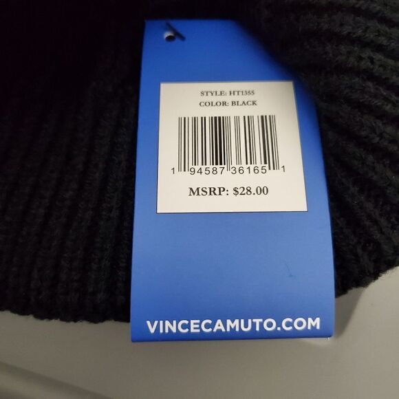 Vince Camuto Women's Total Eclipse Cable Knit Beanie OSFM Logo Hat Black… - Picture 6 of 6